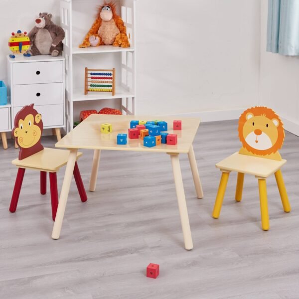 detska-darvena-masa-s-2-stolcheta-komplekt-za-uchene-igra-risuvan-hranene-animals-TF3868-2-4 Детска Дървена Маса с 2 Столчета - ANIMALS