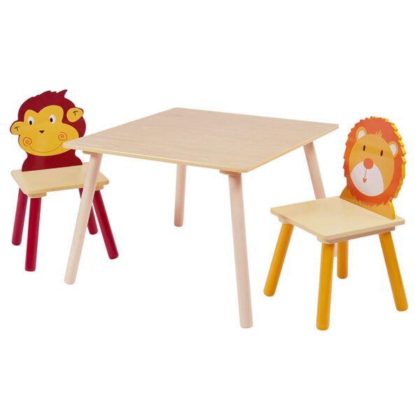 detska-darvena-masa-s-2-stolcheta-komplekt-za-uchene-igra-risuvan-hranene-animals-TF3868-2 Детска Дървена Маса с 2 Столчета - ANIMALS