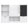 detski-organayzer-za-igrachki-ginger-home-s-cherna-daska-AT-BTS-2528-2 Детски Органайзер за Играчки с Черна Дъска, 2 Чекмеджета и 6 Отделения, Масивно Дърво и MDF, 140x51x80 см